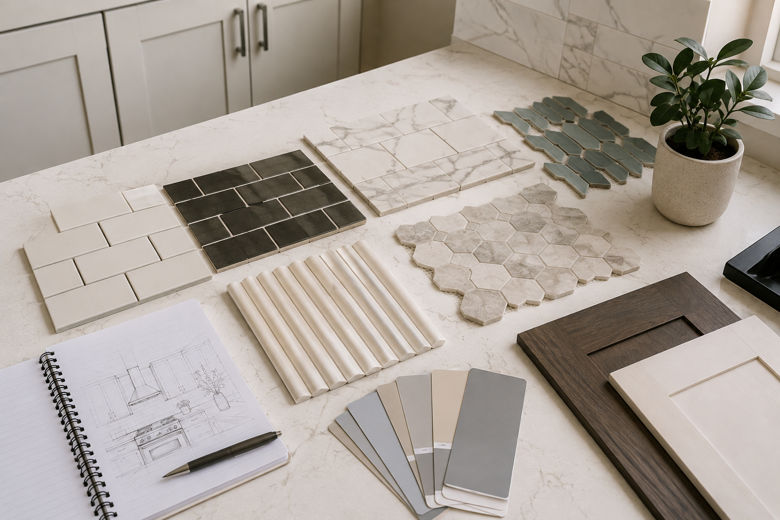 Backsplash ideas with white quartz countertops