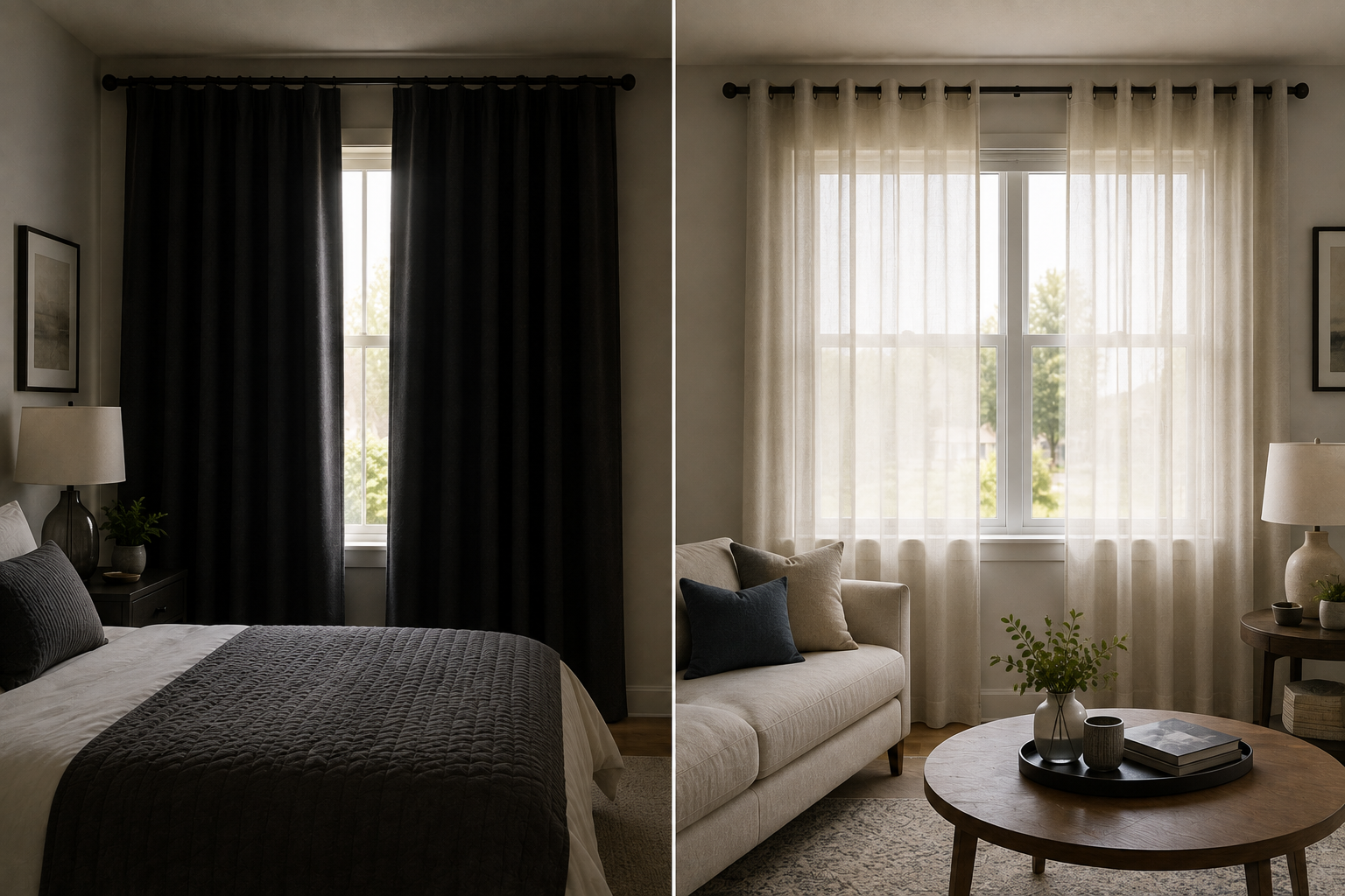 Blackout vs light filtering window treatments comparison