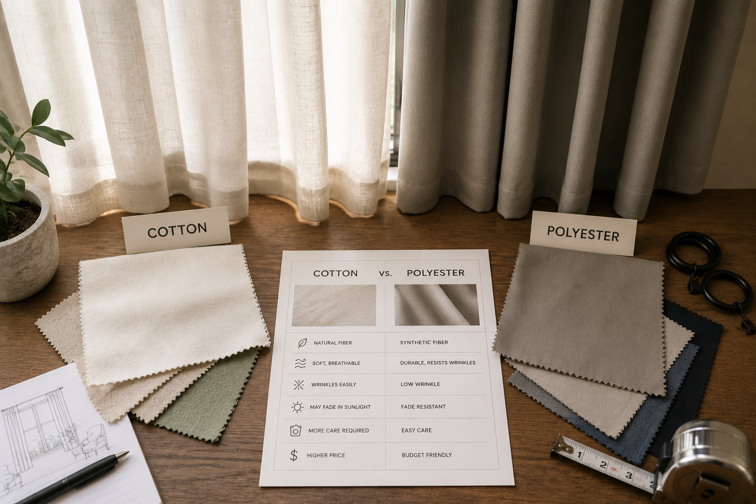 Cotton vs polyester curtains comparison