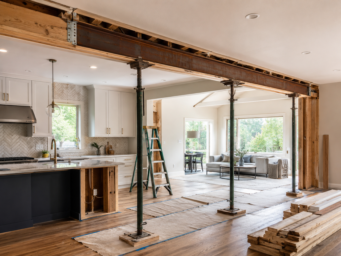 Load-bearing wall removal in a Bellevue home