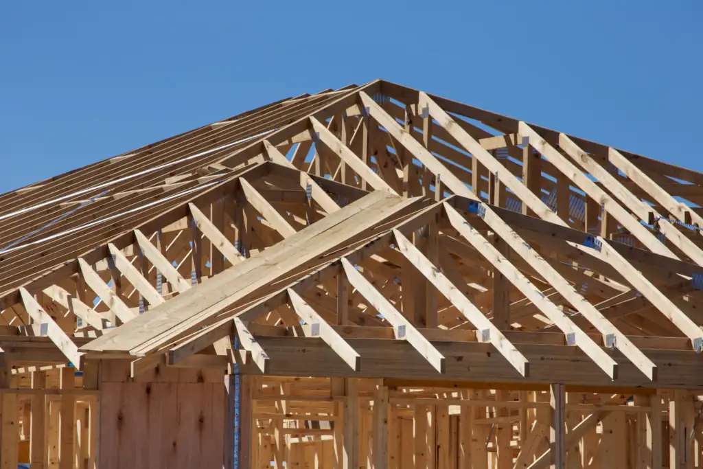 Home addition cost in Bellevue and Kirkland: new addition framing under construction